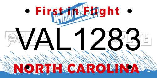 VAL1283 North Carolina License Plate