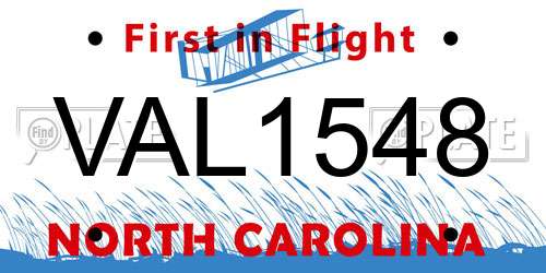 VAL1548 North Carolina License Plate