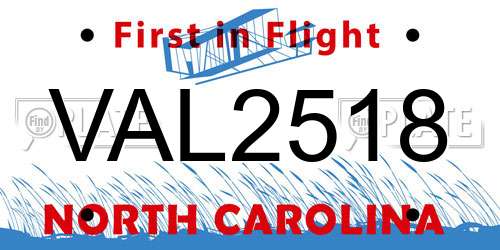 VAL2518 North Carolina License Plate