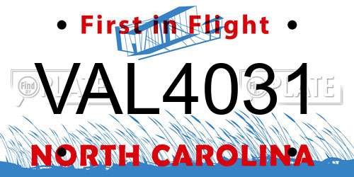VAL4031 North Carolina License Plate