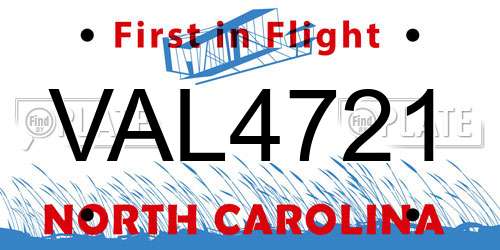 VAL4721 North Carolina License Plate