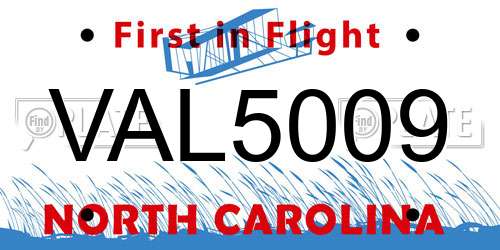 VAL5009 North Carolina License Plate
