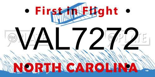 VAL7272 North Carolina License Plate