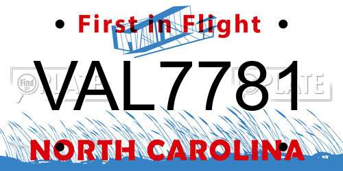 VAL7781 North Carolina License Plate