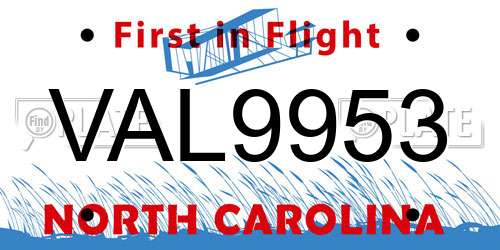 VAL9953 North Carolina License Plate