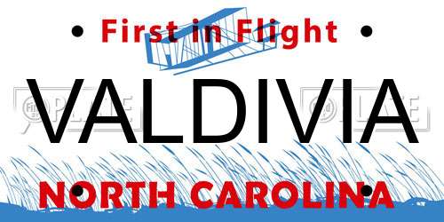VALDIVIA North Carolina License Plate
