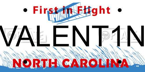VALENT1N North Carolina License Plate