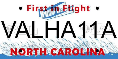 VALHA11A North Carolina License Plate
