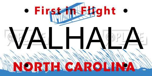 VALHALA North Carolina License Plate