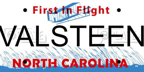 VALSTEEN North Carolina License Plate
