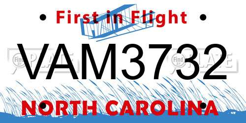 VAM3732 North Carolina License Plate