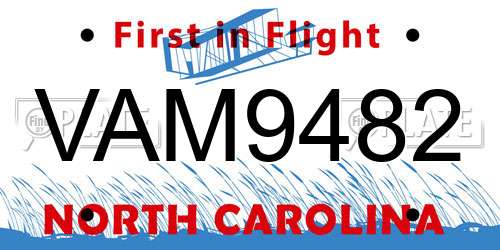 VAM9482 North Carolina License Plate