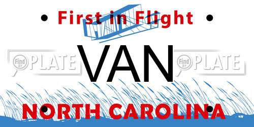 VAN North Carolina License Plate