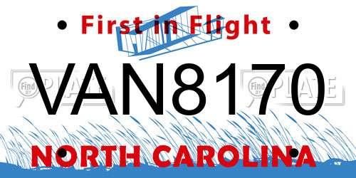 VAN8170 North Carolina License Plate