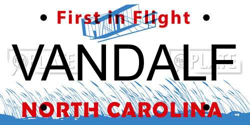 VANDALF North Carolina License Plate