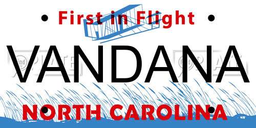VANDANA North Carolina License Plate