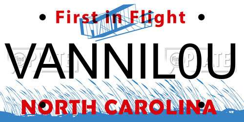 VANNIL0U North Carolina License Plate