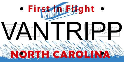 VANTRIPP North Carolina License Plate