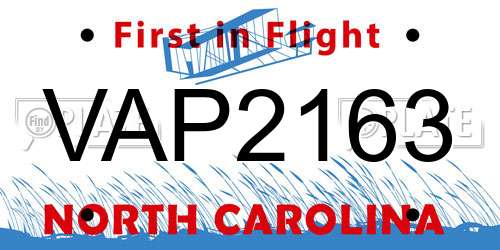 VAP2163 North Carolina License Plate