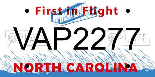 VAP2277 North Carolina License Plate