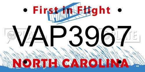 VAP3967 North Carolina License Plate