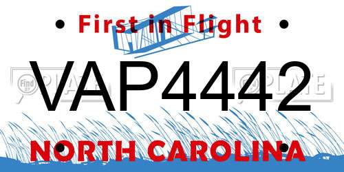 VAP4442 North Carolina License Plate