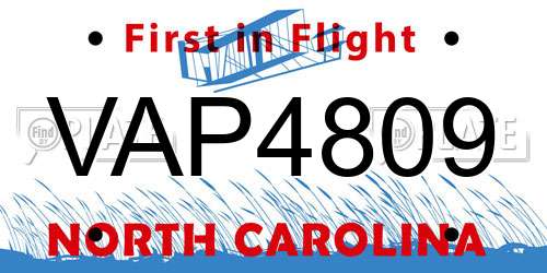 VAP4809 North Carolina License Plate