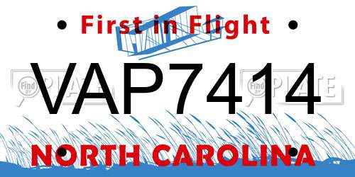 VAP7414 North Carolina License Plate