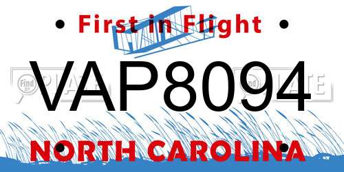 VAP8094 North Carolina License Plate