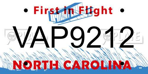 VAP9212 North Carolina License Plate