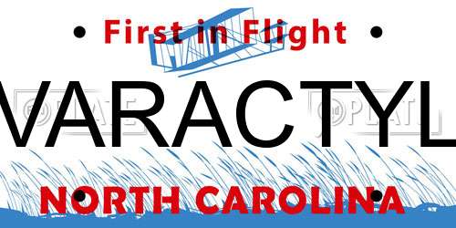 VARACTYL North Carolina License Plate