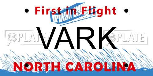 VARK North Carolina License Plate