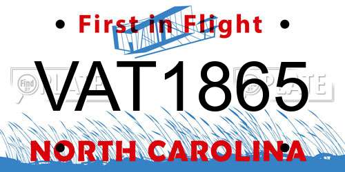 VAT1865 North Carolina License Plate