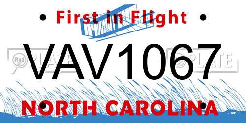 VAV1067 North Carolina License Plate