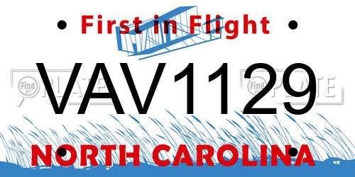 VAV1129 North Carolina License Plate