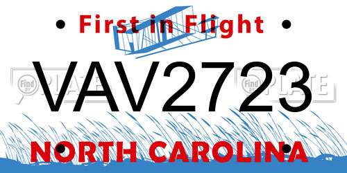 VAV2723 North Carolina License Plate