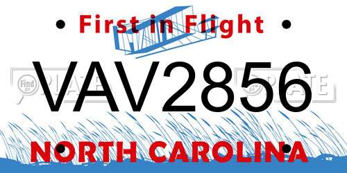 VAV2856 North Carolina License Plate