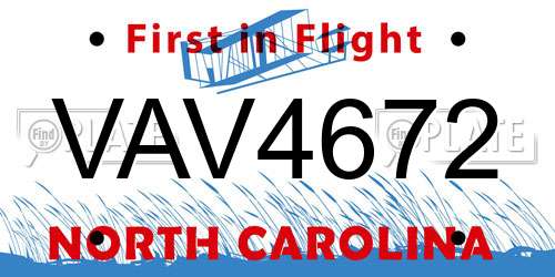 VAV4672 North Carolina License Plate