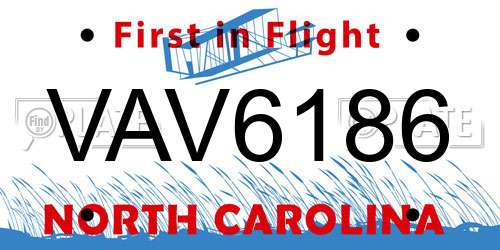 VAV6186 North Carolina License Plate