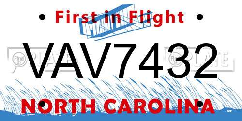 VAV7432 North Carolina License Plate
