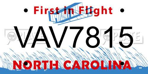 VAV7815 North Carolina License Plate