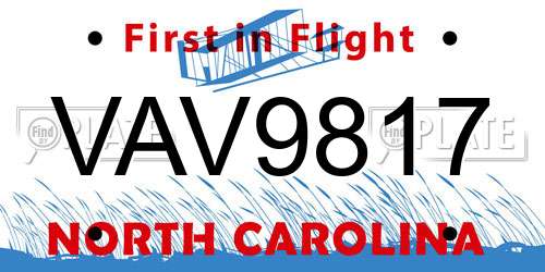 VAV9817 North Carolina License Plate