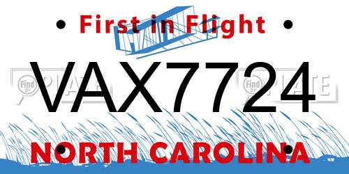 VAX7724 North Carolina License Plate