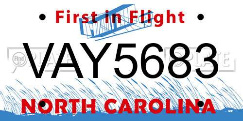 VAY5683 North Carolina License Plate