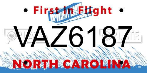 VAZ6187 North Carolina License Plate