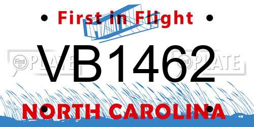 VB1462 North Carolina License Plate
