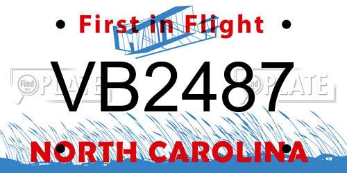 VB2487 North Carolina License Plate