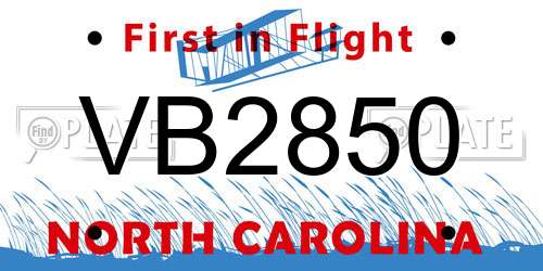 VB2850 North Carolina License Plate