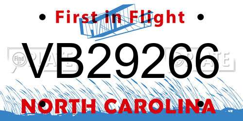 VB29266 North Carolina License Plate