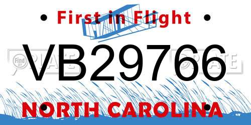 VB29766 North Carolina License Plate
